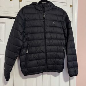 Polo Ralph Lauren Hooded  Full Zip Puffer Down Jacket - Black